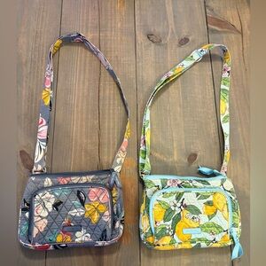 Two Vera Bradley Floral Crossbody Bag Set - Gray and Yellow
